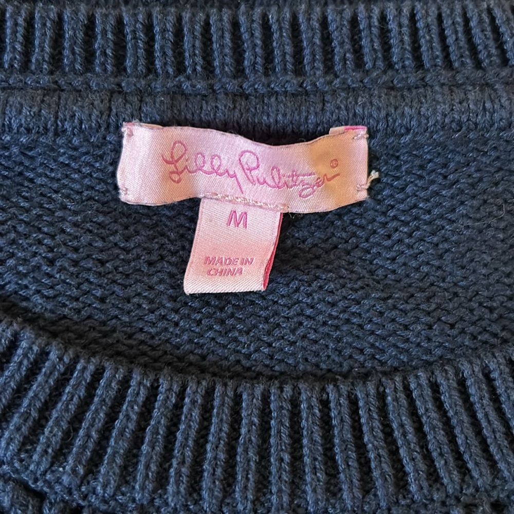 Lilly Pulitzer Navy Blue Open Knit Crewneck Sweater - Picture 13 of 14